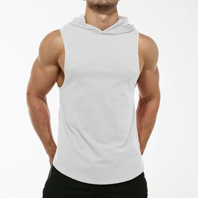 Men's Solid Hooded Sleeveless Curved Hem Sports Tank Top 32545264Z sold by Manly product image thumbnail 3