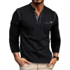 Men's Casual Solid Color Henley Collar Long Sleeve T-Shirt 93514973Y sold by Manly