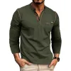 Men's Casual Solid Color Henley Collar Long Sleeve T-Shirt 93514973Y sold by Manly