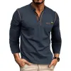 Men's Casual Solid Color Henley Collar Long Sleeve T-Shirt 93514973Y sold by Manly