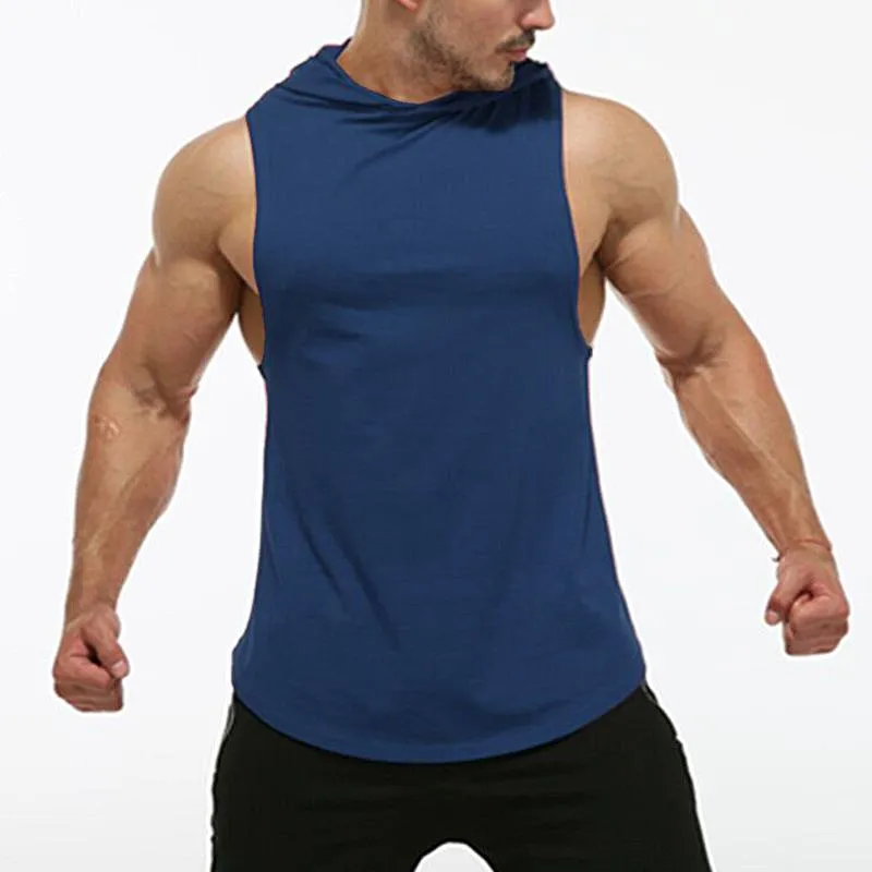 Men's Solid Hooded Sleeveless Curved Hem Sports Tank Top 32545264Z sold by Manly product image thumbnail 5