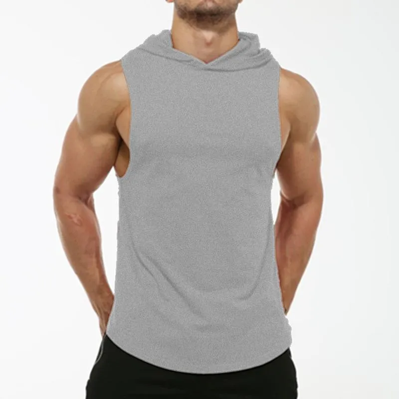 Men's Solid Hooded Sleeveless Curved Hem Sports Tank Top 32545264Z sold by Manly product image thumbnail 4