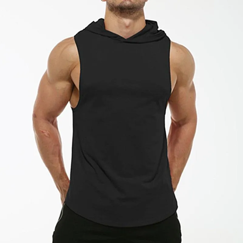 Men's Solid Hooded Sleeveless Curved Hem Sports Tank Top 32545264Z sold by Manly product image thumbnail 2