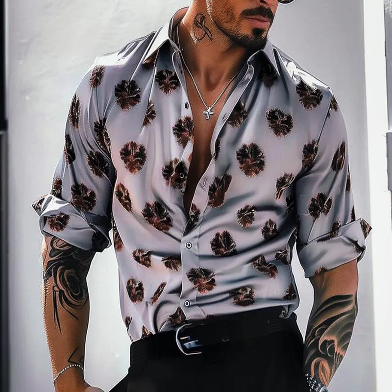 Men's Casual Floral Lapel Long Sleeve Shirt 06150245TO sold by Manly product image thumbnail 2