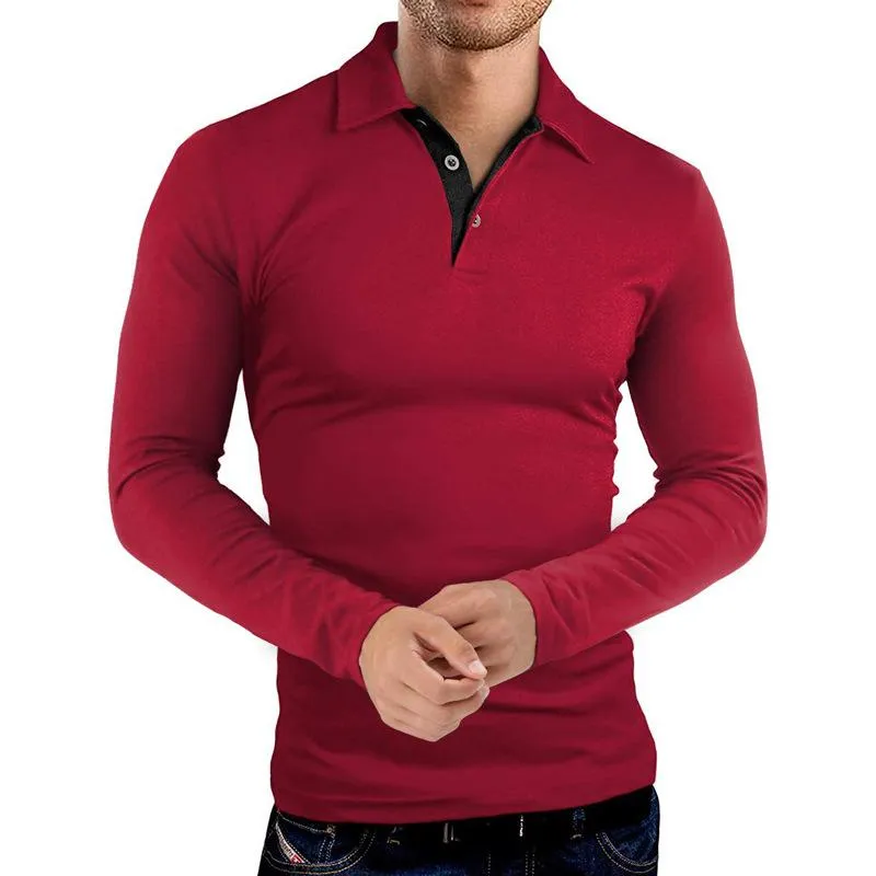 Men's Casual Solid Color Lapel Long Sleeve Polo Shirt 67015986M sold by Manly product image thumbnail 3