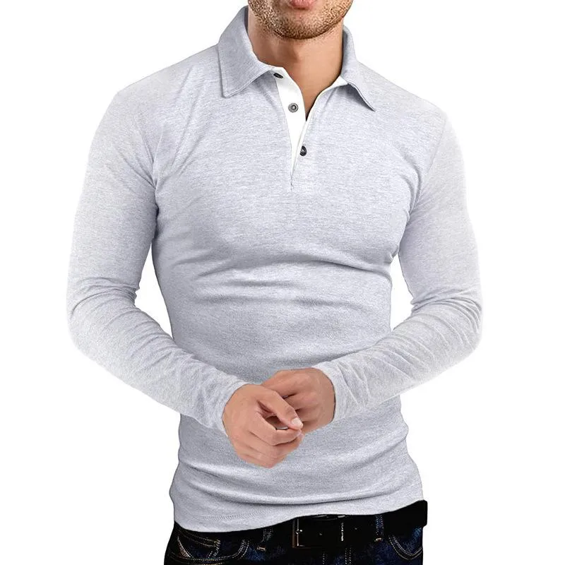 Men's Casual Solid Color Lapel Long Sleeve Polo Shirt 67015986M sold by Manly product image thumbnail 4
