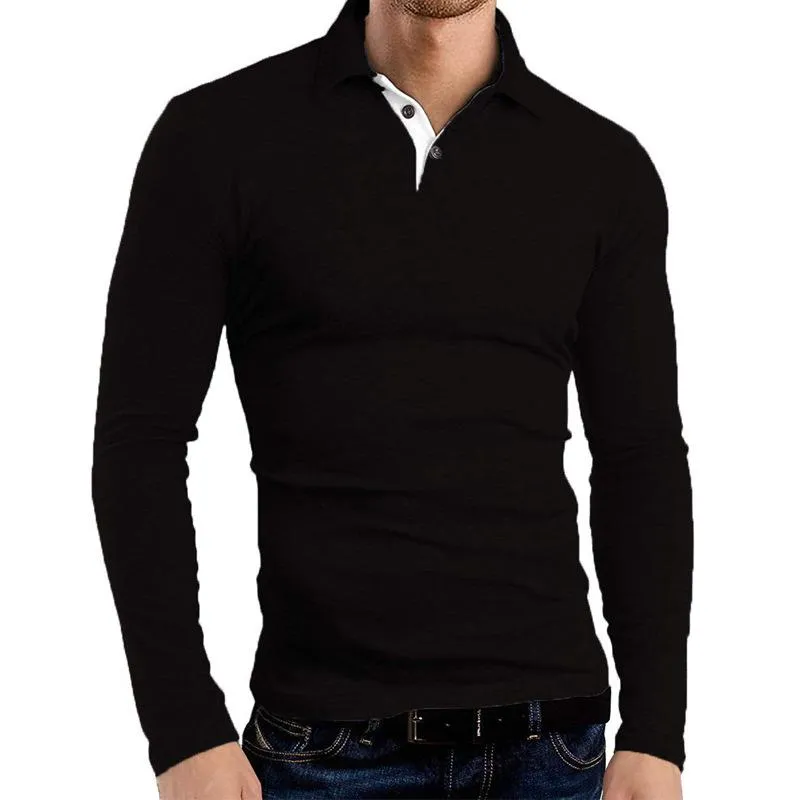 Men's Casual Solid Color Lapel Long Sleeve Polo Shirt 67015986M sold by Manly product image thumbnail 2