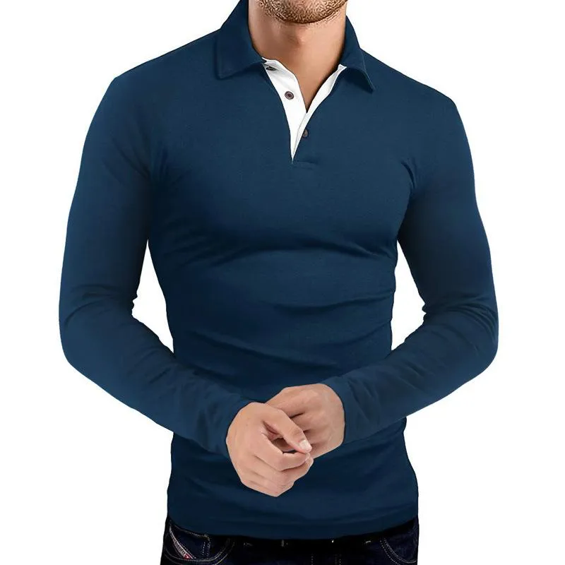 Men's Casual Solid Color Lapel Long Sleeve Polo Shirt 67015986M sold by Manly product image thumbnail 5
