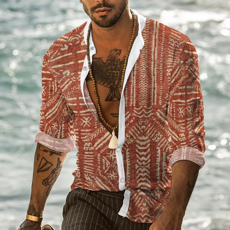 Men's Retro Ethnic Stand Collar Shirt 37190869TO sold by Manly product image thumbnail 2