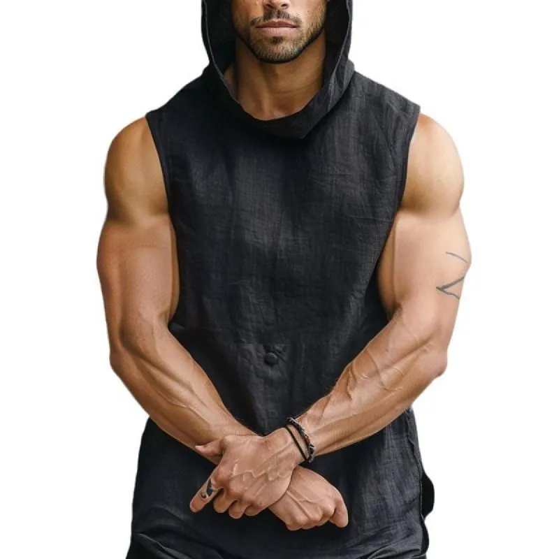 Men's Solid Color Hooded Sleeveless Tank Top 44381730Y sold by Manly