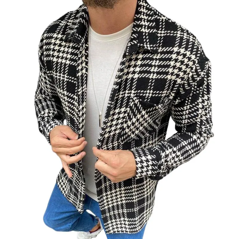 Men's Retro Casual Plaid Pocket Shirt Jacket 00427085TO sold by Manly
