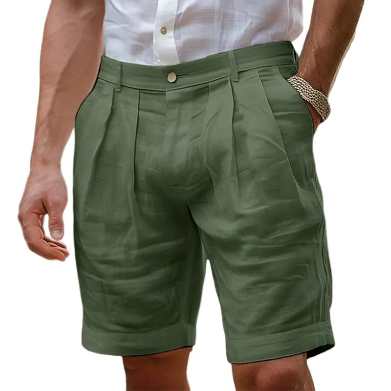 Men's Casual Cotton and Linen Breathable Pleated Shorts 68423191M sold by Manly