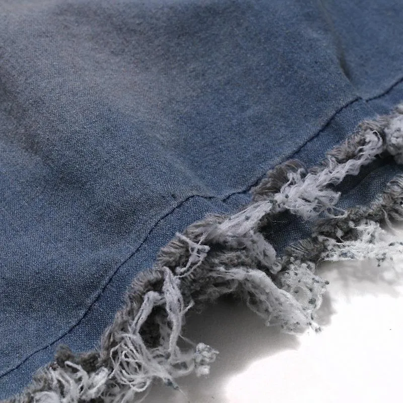 Men's Fashion Ripped Hem Tassel Long Sleeve Denim Shirt 12747838M sold by Manly product image thumbnail 4