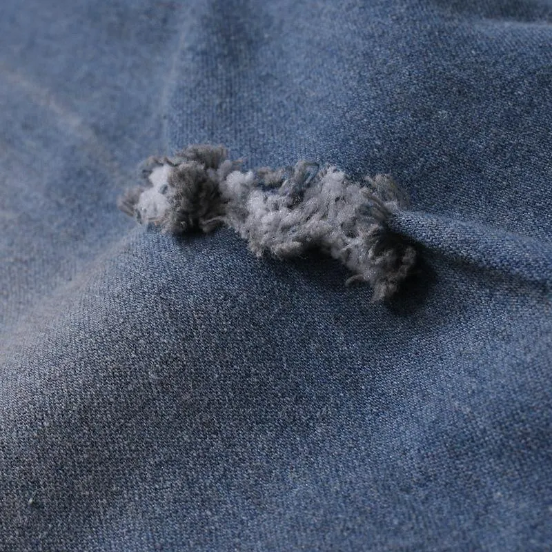 Men's Fashion Ripped Hem Tassel Long Sleeve Denim Shirt 12747838M sold by Manly product image thumbnail 5