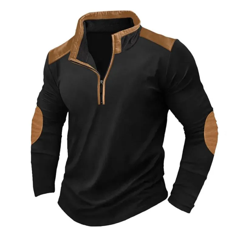 Men's Colorblock Half Zip Stand Collar Sweatshirt 31640043X sold by Manly