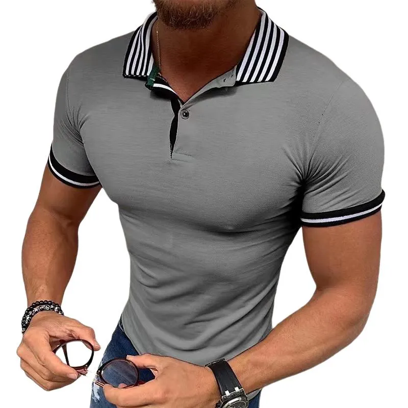 Men's Striped Lapel Loose Casual Button POLO Shirt 42021716X sold by Manly product image thumbnail 3