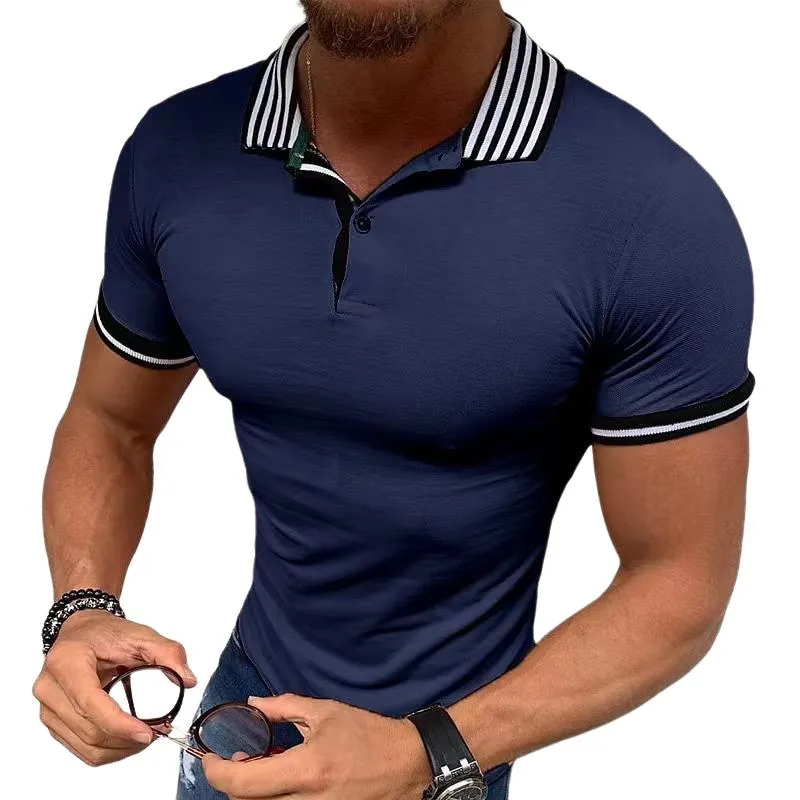 Men's Striped Lapel Loose Casual Button POLO Shirt 42021716X sold by Manly product image thumbnail 4