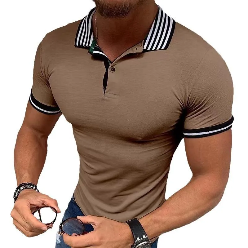 Men's Striped Lapel Loose Casual Button POLO Shirt 42021716X sold by Manly product image thumbnail 5
