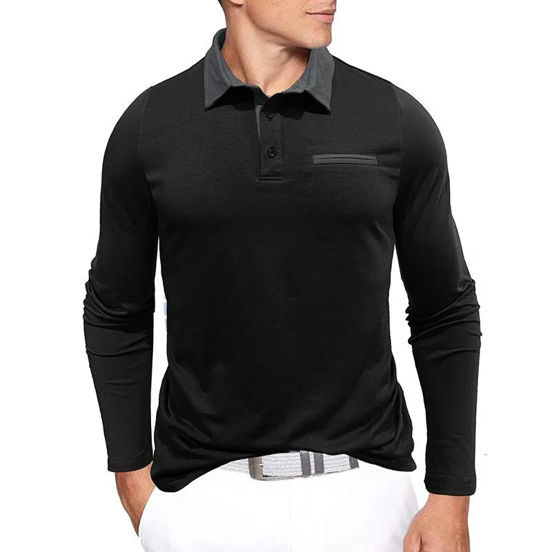 Men's Colorblock Lapel Long Sleeve Polo Shirt 09162755Y sold by Manly product image thumbnail 2