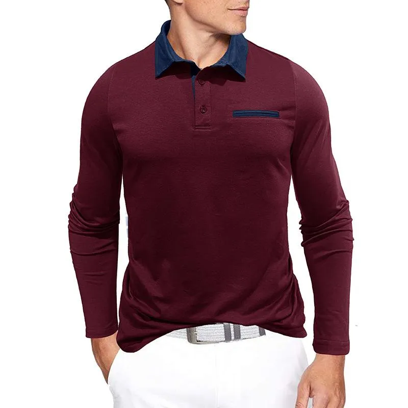 Men's Colorblock Lapel Long Sleeve Polo Shirt 09162755Y sold by Manly product image thumbnail 5