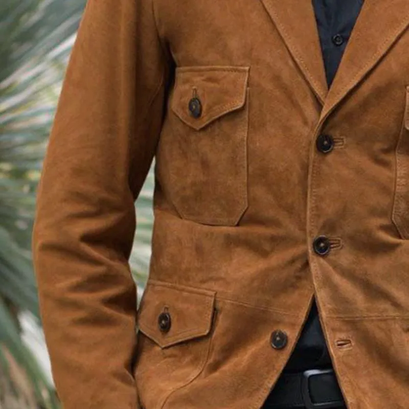Men's Vintage Casual Solid Suede Pocket Jacket 77764252TO sold by Manly product image thumbnail 3