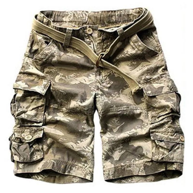 Men's Casual Outdoor Cotton Washed Loose Multi-pocket Camouflage Cargo Shorts 30491712M sold by Manly