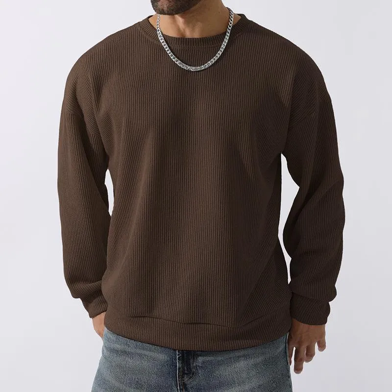 Men's Solid Round Neck Long Sleeve Loose Sweater 58268866Z sold by Manly product image thumbnail 3