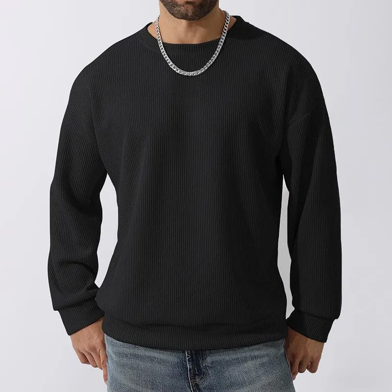Men's Solid Round Neck Long Sleeve Loose Sweater 58268866Z sold by Manly product image thumbnail 5