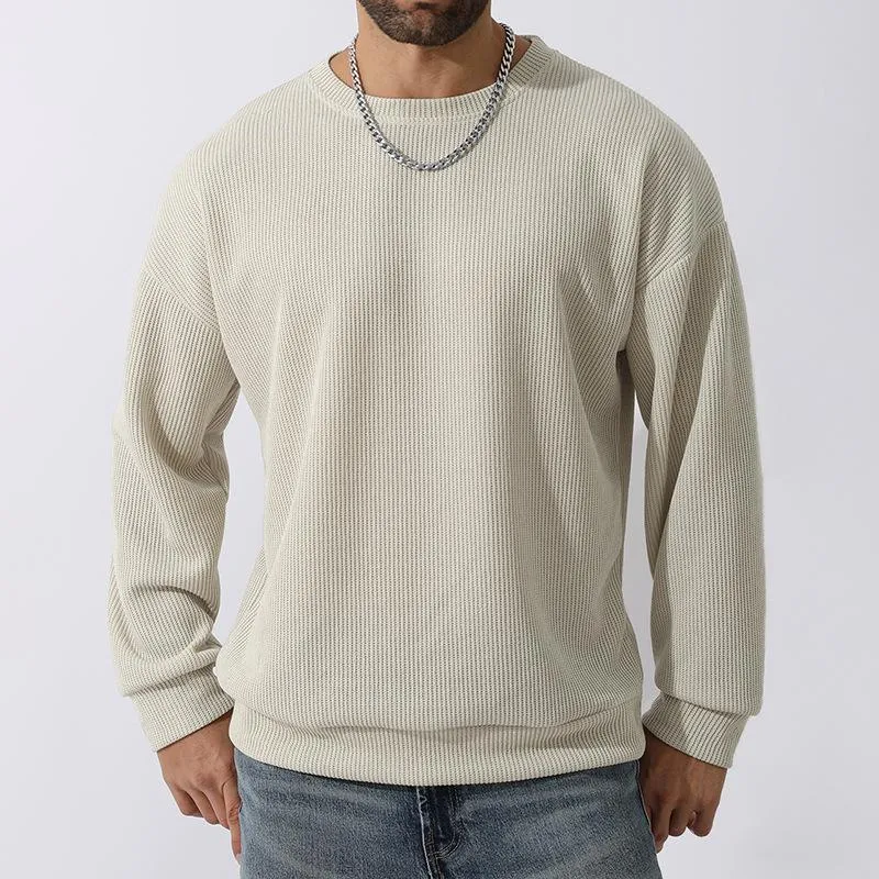 Men's Solid Round Neck Long Sleeve Loose Sweater 58268866Z sold by Manly product image thumbnail 4