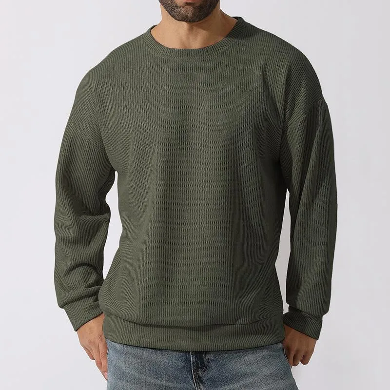 Men's Solid Round Neck Long Sleeve Loose Sweater 58268866Z sold by Manly product image thumbnail 2