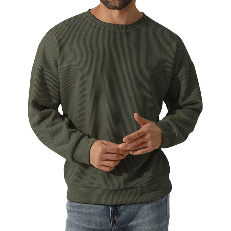 Men's Solid Round Neck Long Sleeve Loose Sweater 58268866Z sold by Manly