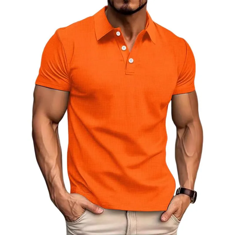Men's Casual Waffle Lapel Button-Down Short Sleeve Polo Shirt 21824374M sold by Manly product image thumbnail 4