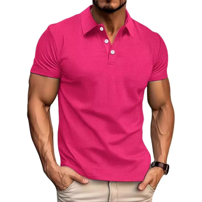 Men's Casual Waffle Lapel Button-Down Short Sleeve Polo Shirt 21824374M sold by Manly product image thumbnail 5