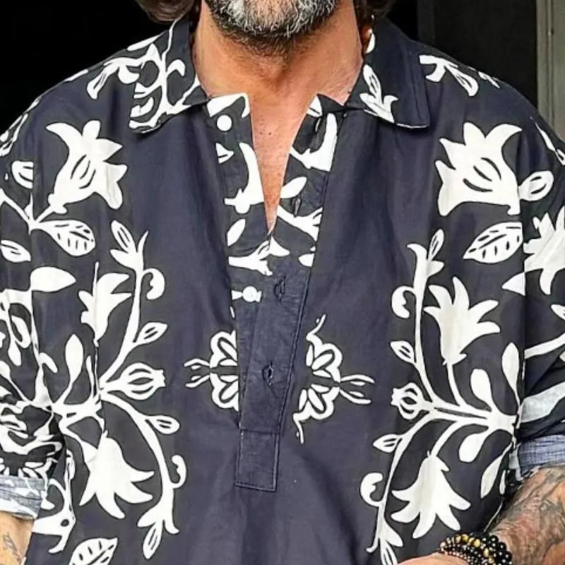 Men's Retro Casual Lapel Printed Shirt 10809801TO sold by Manly product image thumbnail 3