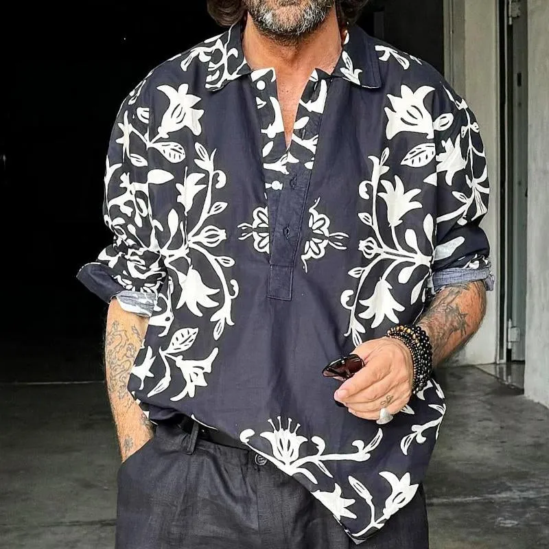 Men's Retro Casual Lapel Printed Shirt 10809801TO sold by Manly product image thumbnail 2