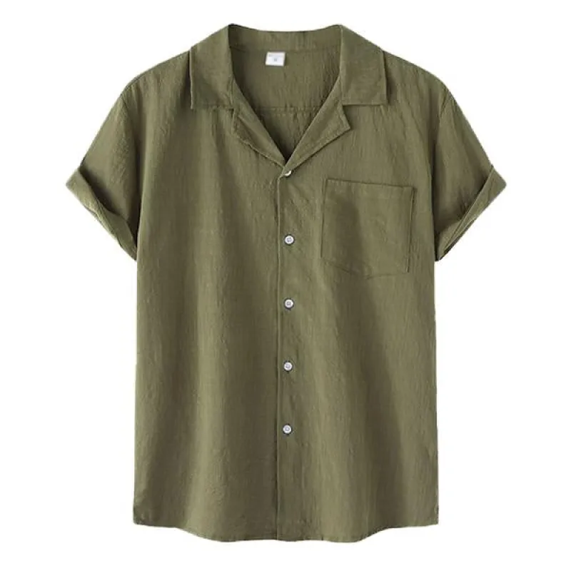 Men's Casual Thin Cotton Linen Short Sleeve Shirt 56599850M sold by Manly