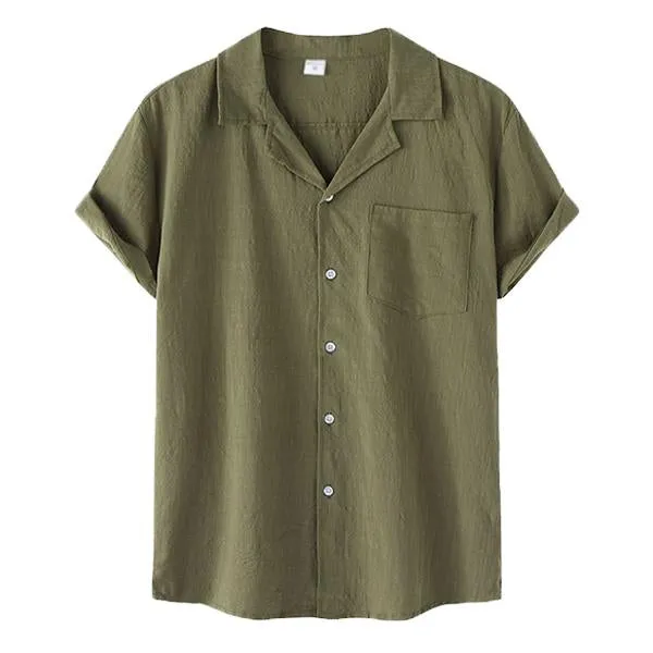 Men's Casual Thin Cotton Linen Short Sleeve Shirt 56599850M sold by Manly