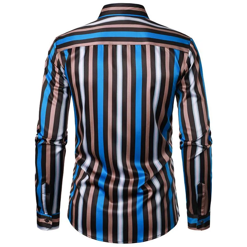 Men's Casual Long Sleeve Striped Printed Shirt 01858922X sold by Manly product image thumbnail 5