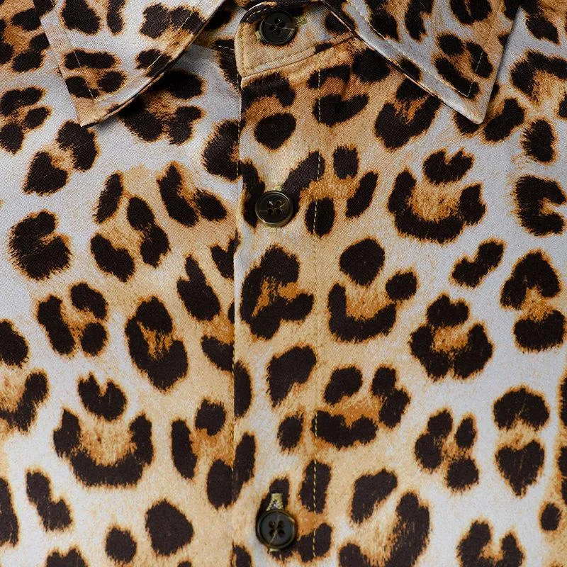 Men's Vintage Leopard Print Lapel Long Sleeve Shirt 18738107M sold by Manly product image thumbnail 5