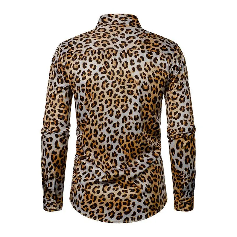 Men's Vintage Leopard Print Lapel Long Sleeve Shirt 18738107M sold by Manly product image thumbnail 4