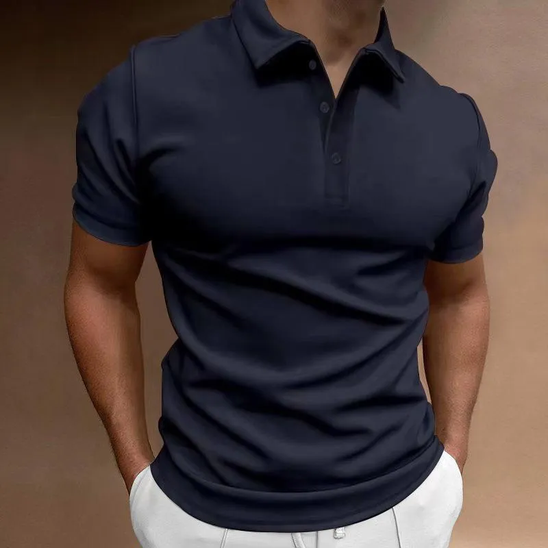 Men's Solid Slim Lapel Short Sleeve Casual Polo Shirt 37773773Z sold by Manly product image thumbnail 3