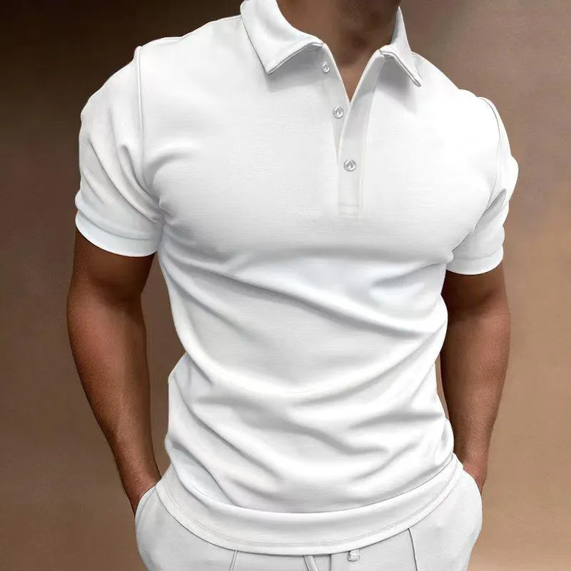 Men's Solid Slim Lapel Short Sleeve Casual Polo Shirt 37773773Z sold by Manly product image thumbnail 2