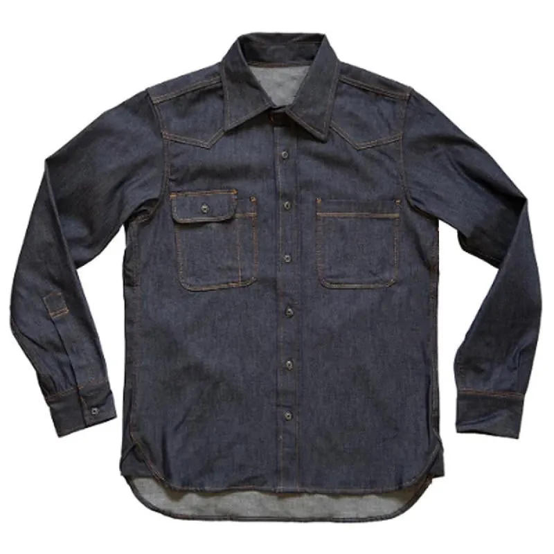 Men's Casual Multi Pocket Lapel Single Breasted Denim Long Sleeve Shirt 16818317M sold by Manly