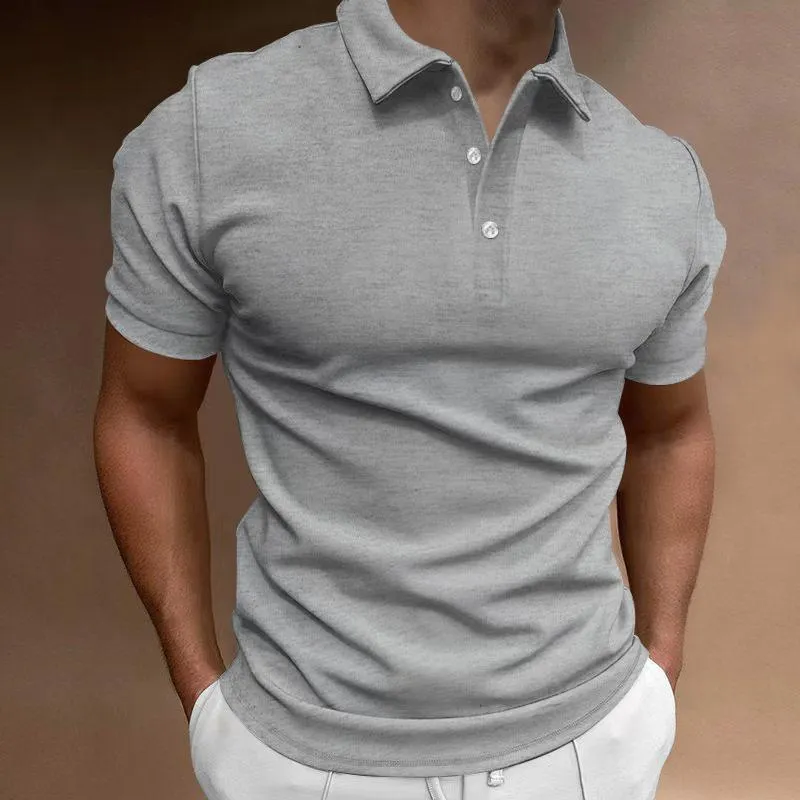 Men's Solid Slim Lapel Short Sleeve Casual Polo Shirt 37773773Z sold by Manly product image thumbnail 5