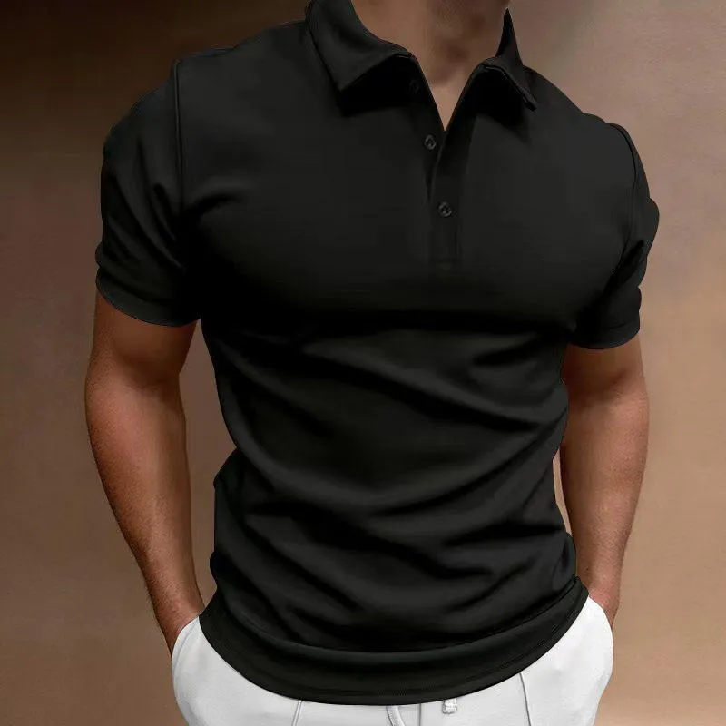 Men's Solid Slim Lapel Short Sleeve Casual Polo Shirt 37773773Z sold by Manly product image thumbnail 4