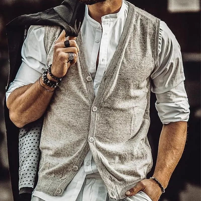 Men's Knitted V Neck Single Breasted Vest 43486136X sold by Manly product image thumbnail 2