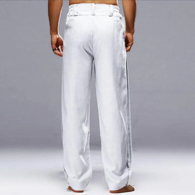 Men's Solid Color Cotton And Linen Straight Casual Pants 50104064Z sold by Manly product image thumbnail 3
