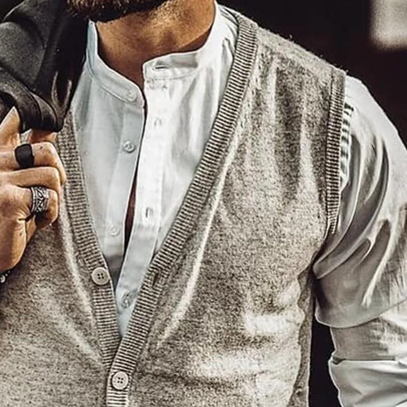 Men's Knitted V Neck Single Breasted Vest 43486136X sold by Manly product image thumbnail 3