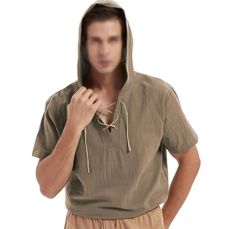 Men's Solid Color Short-sleeved Hoodie 54486177X sold by Manly