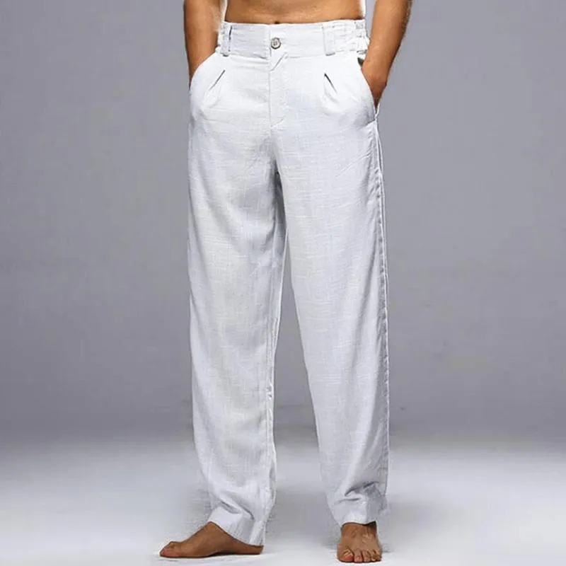 Men's Solid Color Cotton And Linen Straight Casual Pants 50104064Z sold by Manly product image thumbnail 2